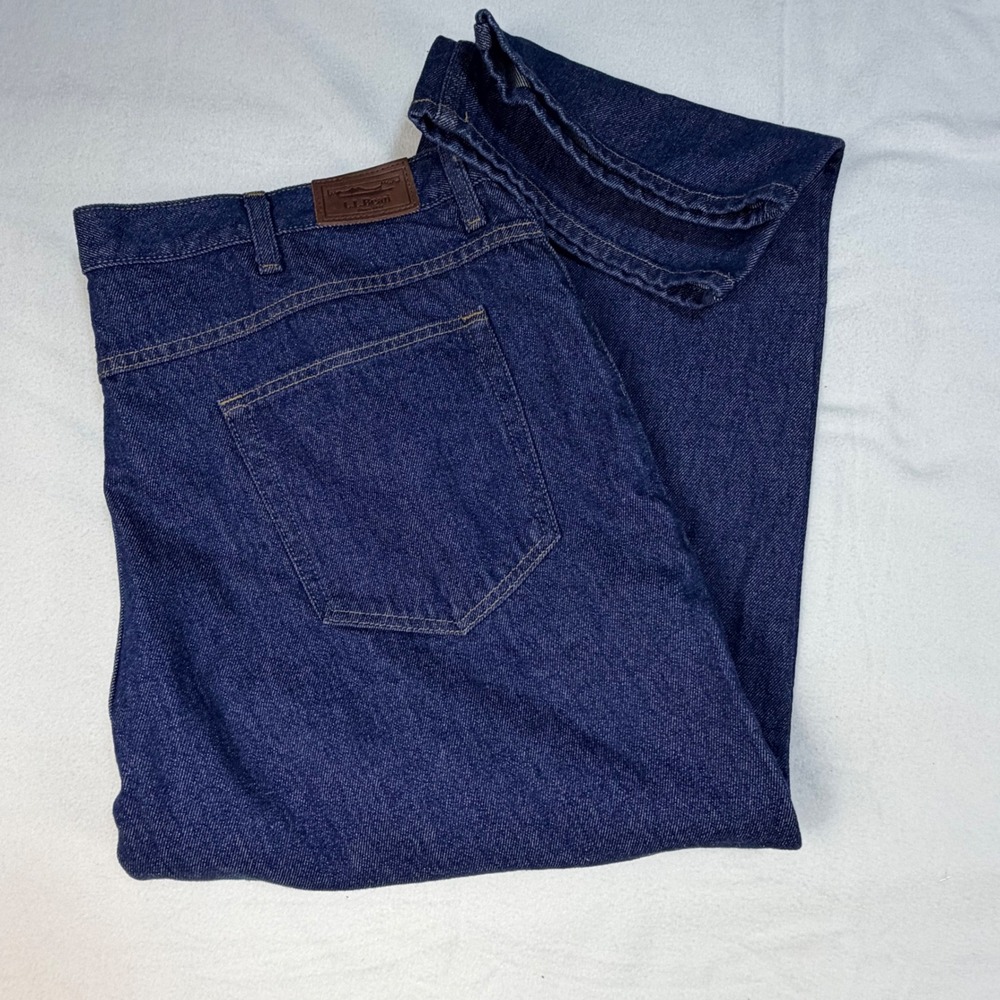 LL Bean Relaxed Fit Jeans Mens 44x29 Blue‎ Dark Wash Denim Straight Leg Cotton
